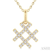 1/10 ctw Petite Hashtag Motif Round Cut Diamond Fashion Pendant With Chain in 10K Yellow Gold
